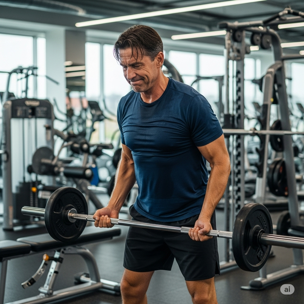 Man exercising at the gym